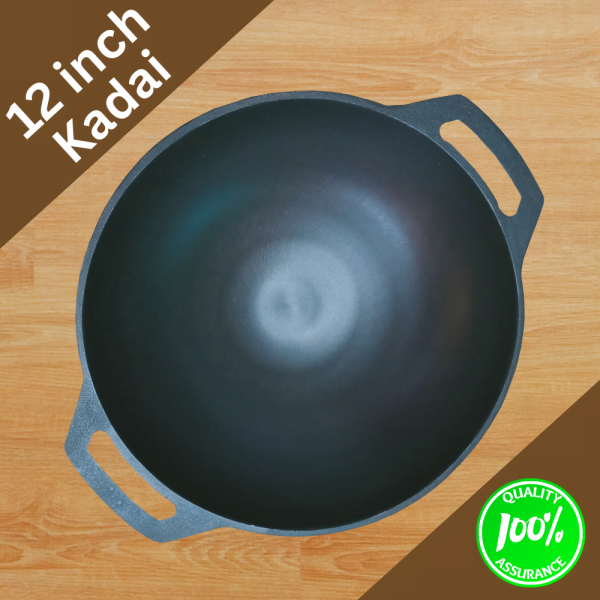 12 inch cast iron kadai-Smooth Finished