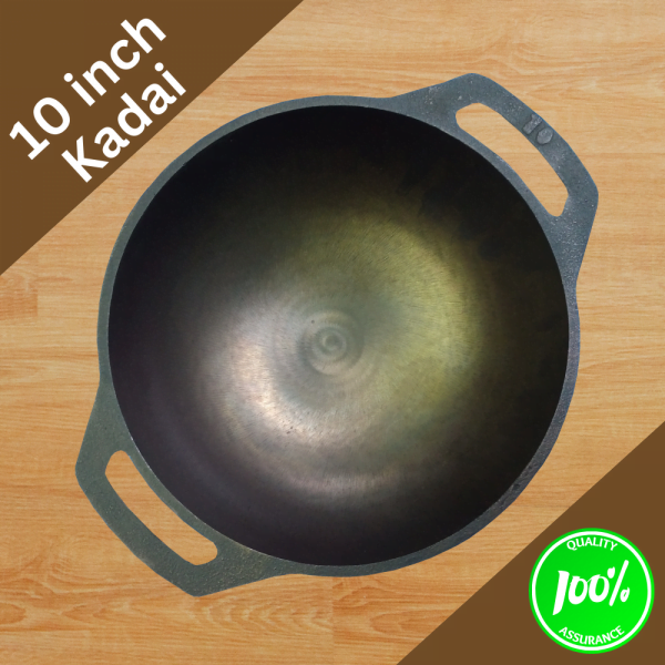 10 inch Cast Iron Kadai-Smooth finished